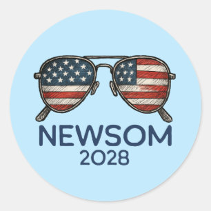 Adesivo Gavin Newsom 2028 Para O Presidente Sunglass