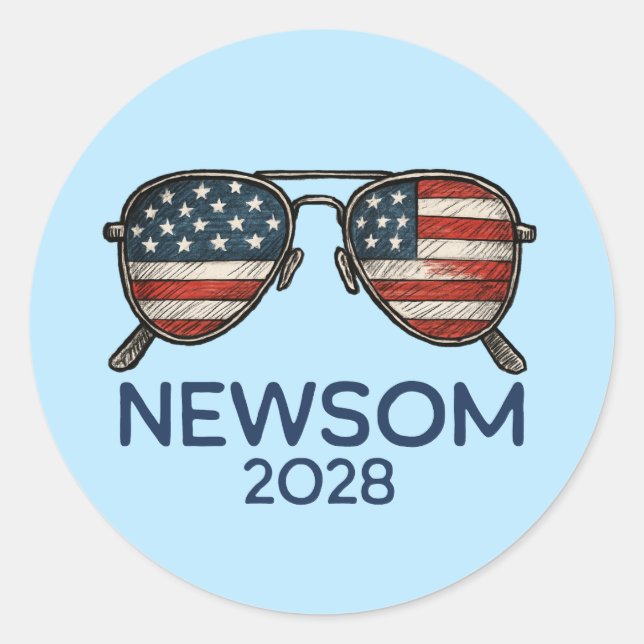 Adesivo Gavin Newsom 2028 Para O Presidente Sunglass (Frente)