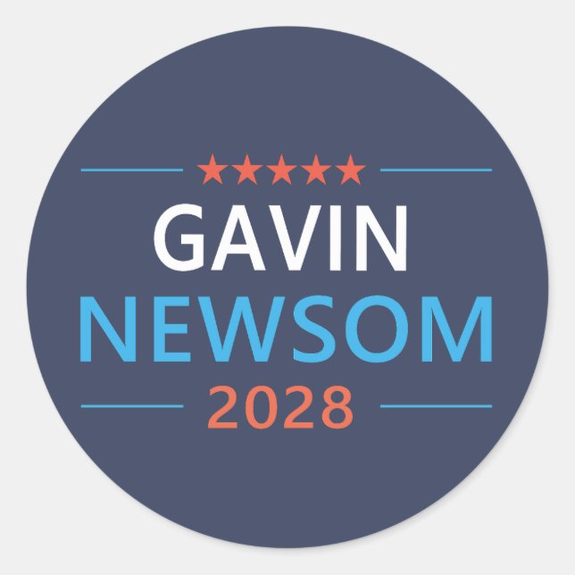 Adesivo Gavin Newsom 2028 Para Presidente (Frente)