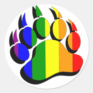 Adesivo Gay Bear garra arco-íris com sombra preta