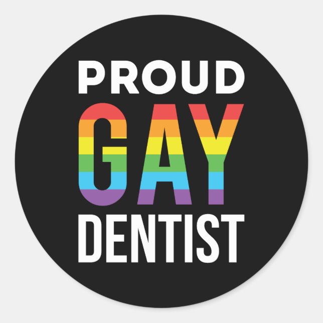 Adesivo Gay Dentista Orgulhoso LBGTQ Odontologia Arco-Íris (Frente)
