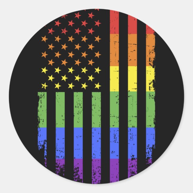 Adesivo Gay lesbian pride month rainbow US american flag (Frente)