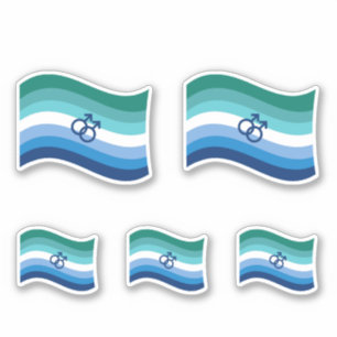 Adesivo Gay Male Love Pride Azure Wavy Flag
