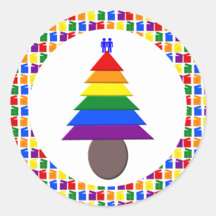 Adesivo Gay Men Rainbow Christmas Tree and Presents