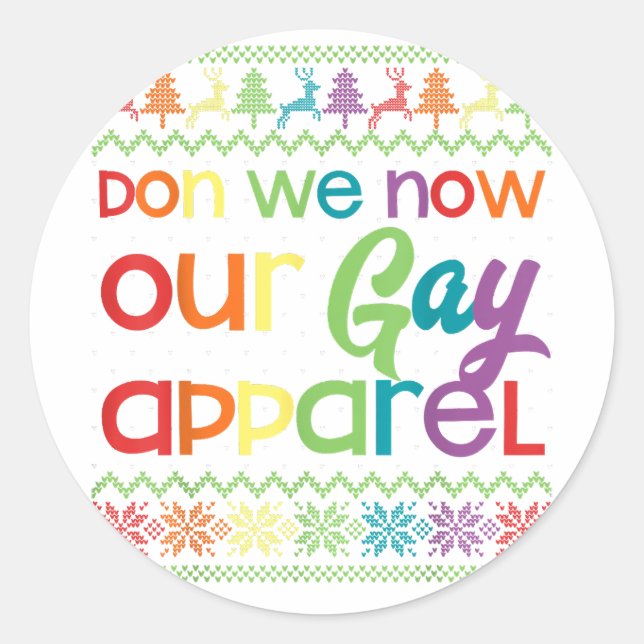 Adesivo Gay Natal Engraçado LGBT Don We Now Our Gay Appare (Frente)