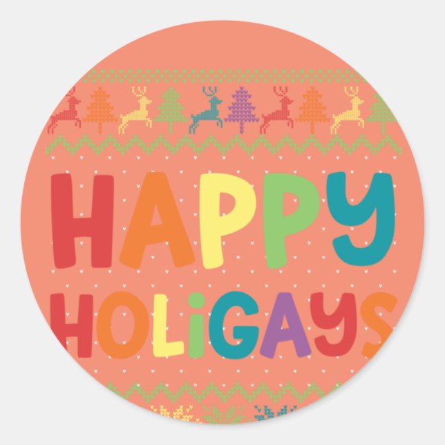 Adesivo Gay Natal Feliz Holigays LGBT Feliz Arco-Íris (Frente)