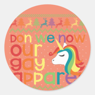 Adesivo Gay Natal Rainbow Unicorn Don We Now Our Gay