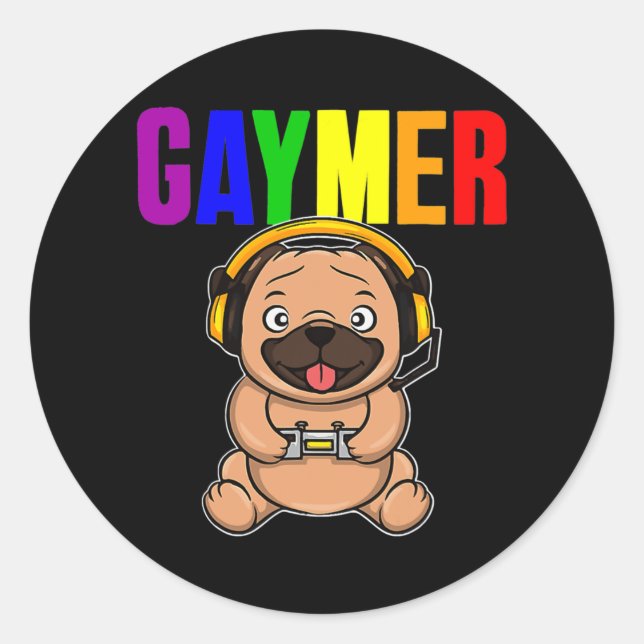 Adesivo Gaymer Orgulho gay Flag Gamer LGBTQ Video Game Dog (Frente)