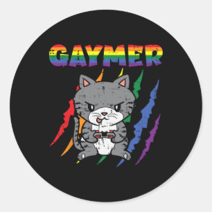 Adesivo Gaymer Purride Cat Vídeo Game Gamer Lgbtq Rainbow