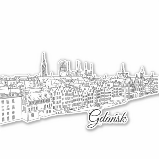 Adesivo Gdansk, ilustração do viagem Polônia (Frente)