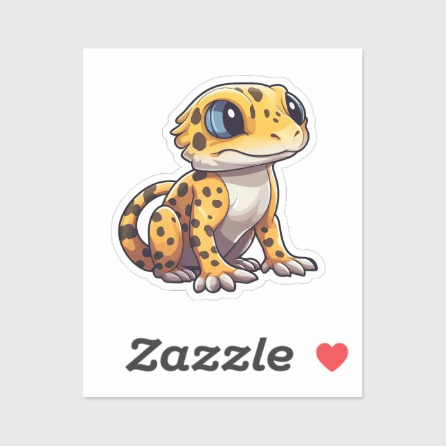 Adesivo Gecko de desenho animado (Folha)