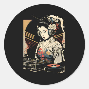 Adesivo Geisha Edm Dj Japonês Kimono Vaporwave Aestético