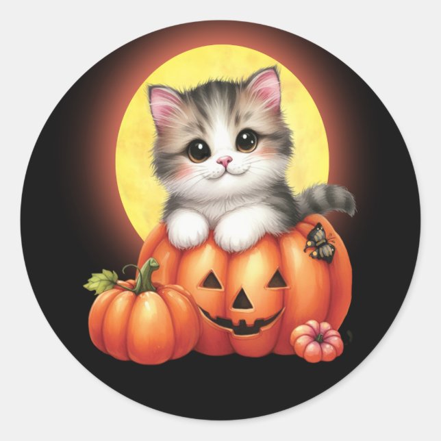 Adesivo Gelados de Kitten e Tabuleiros de Halloween (Frente)