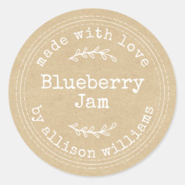 Adesivo Geléia Caseira de Mirtilo em Papel Kraft Rústico