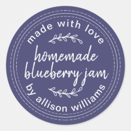 Adesivo Geléia Caseira de Mirtilo Rústica em Latas Azul Ma