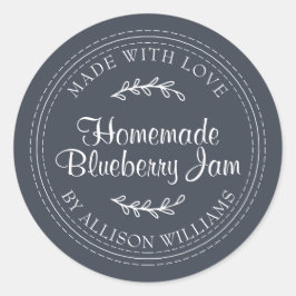 Adesivo Geléia Caseira Rústica de Mirtilo Enlatada Azul Es