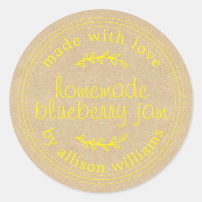 Adesivo Geléia Caseira Rústica de Mirtilo Enlatada Papel K (Frente)