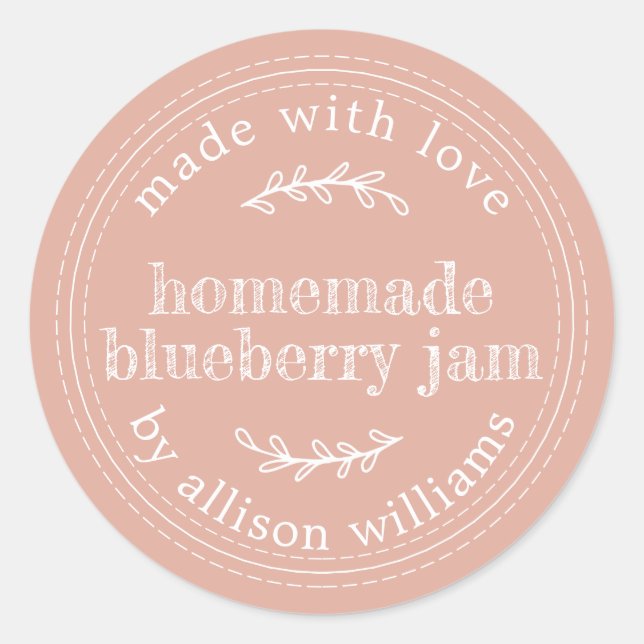 Adesivo Geléia Caseira Rústica de Mirtilo Enlatada Rosa Pó (Frente)