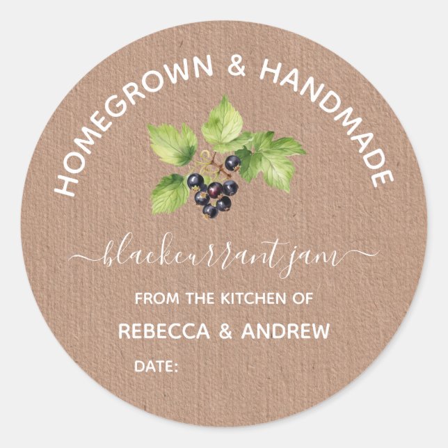 Adesivo Geléia de Groselha Preta Caseira e Feita à Mão em  (Frente)