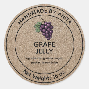 Adesivo Gelly Jar Label Kraft Estilo de Papel