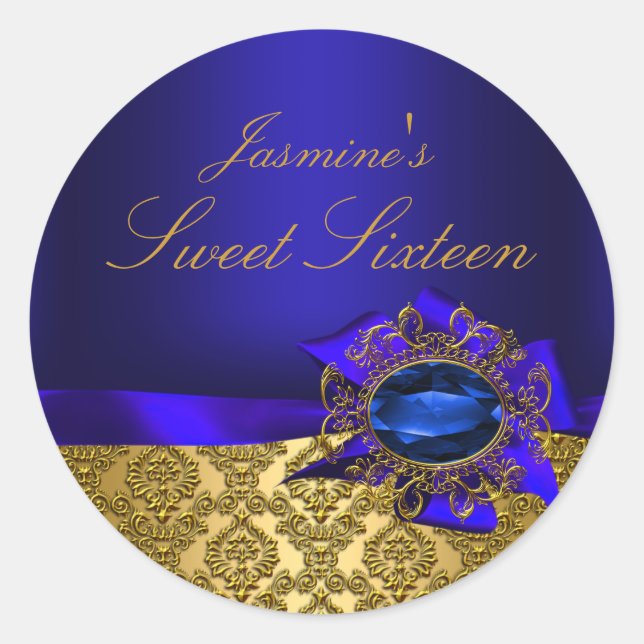 Adesivo Gem & Bow|Adesivo Azul Sweet 16 (Frente)