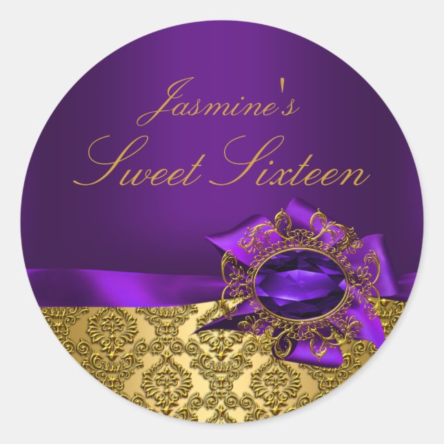 Adesivo Gem & Bow| Doce 16 Roxo (Frente)