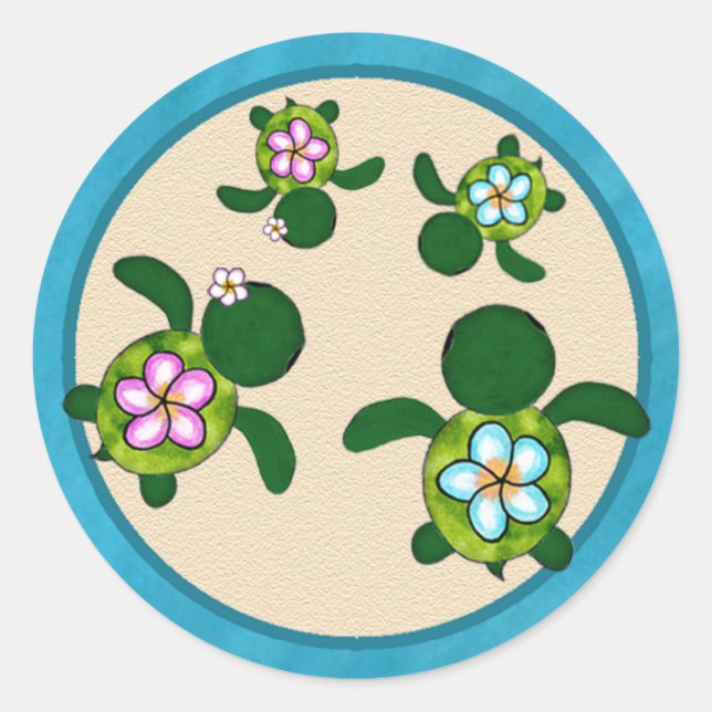 Adesivo GÊMEAS DE Chá de fraldas DE TURTLE (Honu) 01D2 Sel (Frente)