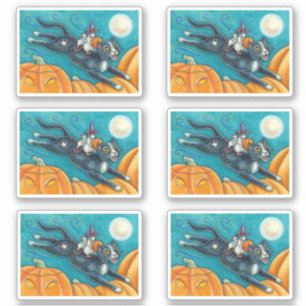 ADESIVO GÊMEOS BRANCOS E GATO PRETO NA CAÇA DE PUMPKIN DA