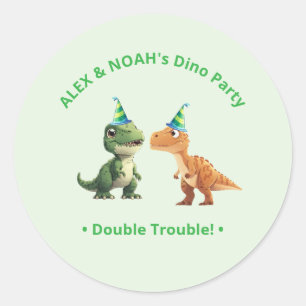 Adesivo Gêmeos Dinosaur Birthday Sticker Dupla Travessura