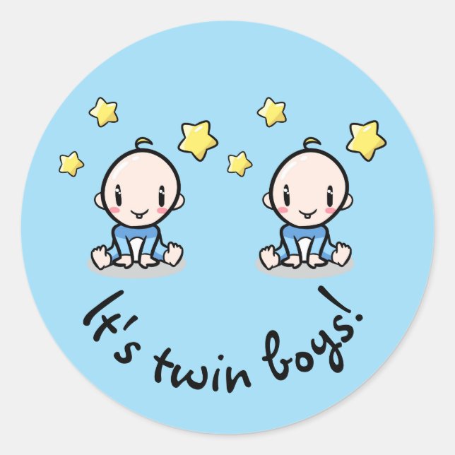Adesivo Gêmeos Meninos, Bebês Gêmeos Lindos (Frente)