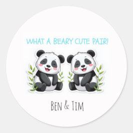Adesivo Gêmeos Meninos, Urso Panda, Gêmeos Personalizados 