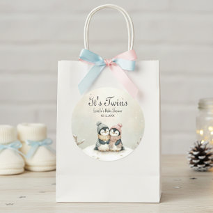 Adesivo Gêmeos Pinguins Tema de Inverno Natal para Chá de