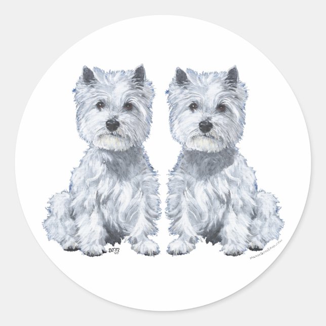 Adesivo Gêmeos West Highland White Terrier! (Frente)