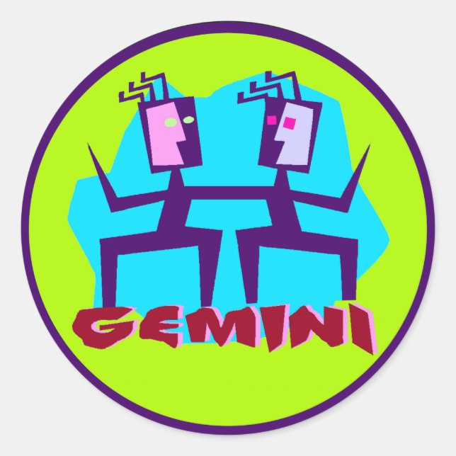 Adesivo Gemini Cartoon Zodiac Astrology design (Frente)