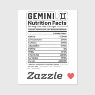 Adesivo Gemini Fatos Nutricionais