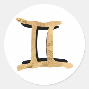 Adesivo Gemini Gêmeos símbolo zodíaco textura dourada pret