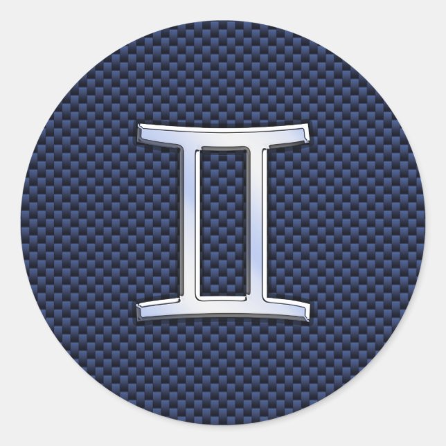 Adesivo Gemini - Sinal Zodiac no Estilo de Fibra Azul de C (Frente)