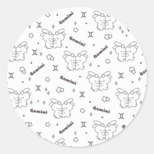 Adesivo Gemini Twin Bunnies Abraça o Padrão Zodiac