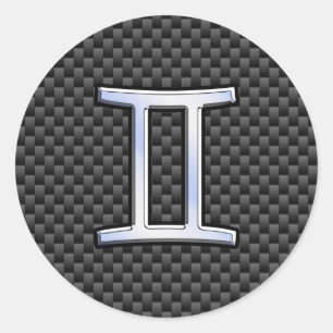 Adesivo Gemini Zodiac Símbolo Carvões Estilo de Fibra de