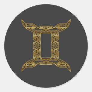 Adesivo Gemini Zodiac - Tribal Dourado