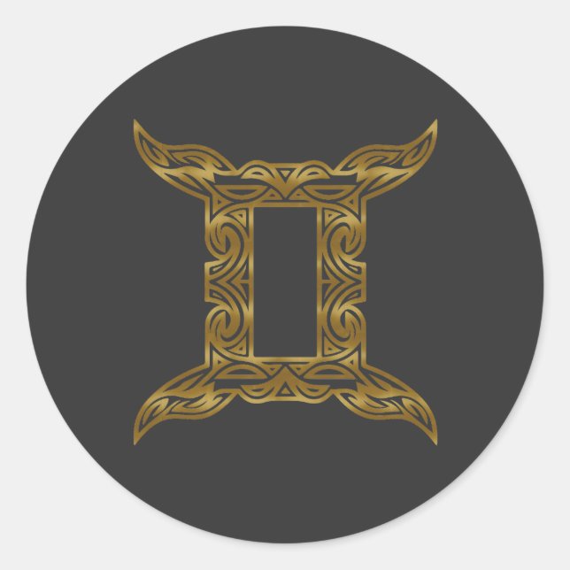 Adesivo Gemini Zodiac - Tribal Dourado (Frente)
