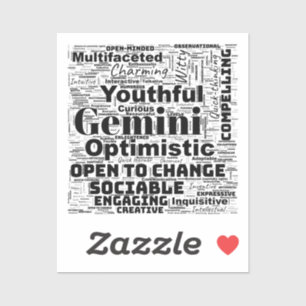 Adesivo Gemini Zodiac Word Cloud Inspirker