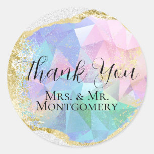 Adesivo Gemstone Opal Glamoroso com Dourado brilho branco