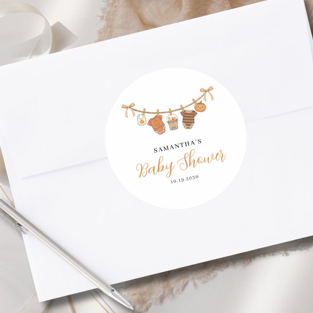 Adesivo Gender Neutral Clothesline Halloween Baby Shower  (Criador carregado)