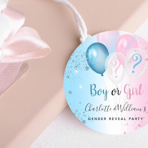 Adesivo Gender reveal party pink blue boy girl balloons