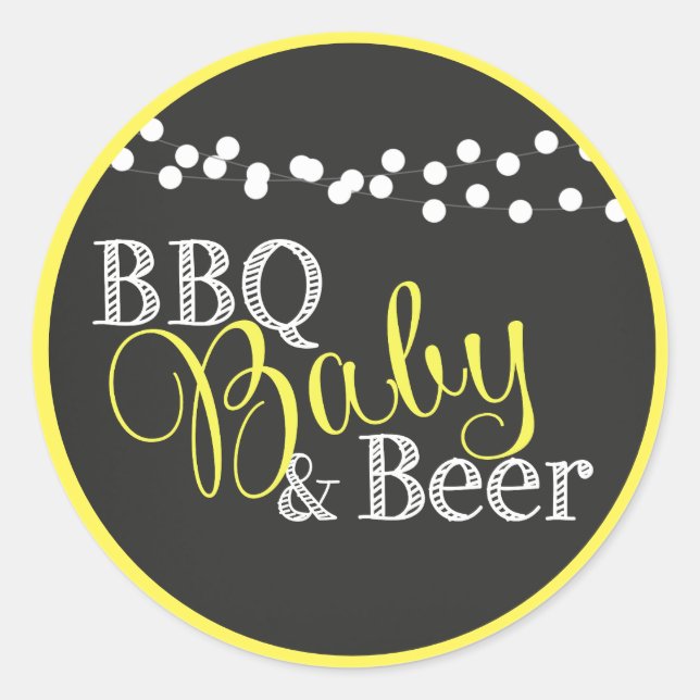 Adesivo Gênero Bebê CHURRASCO amarelo neutro Chá de fralda (Frente)