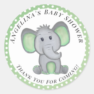Adesivo Gênero Elefante Neutro Do Chá de fraldas Obrigad