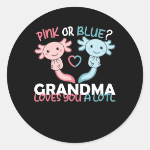 Adesivo gênero revela cor-de-rosa ou azul a avó ama muito