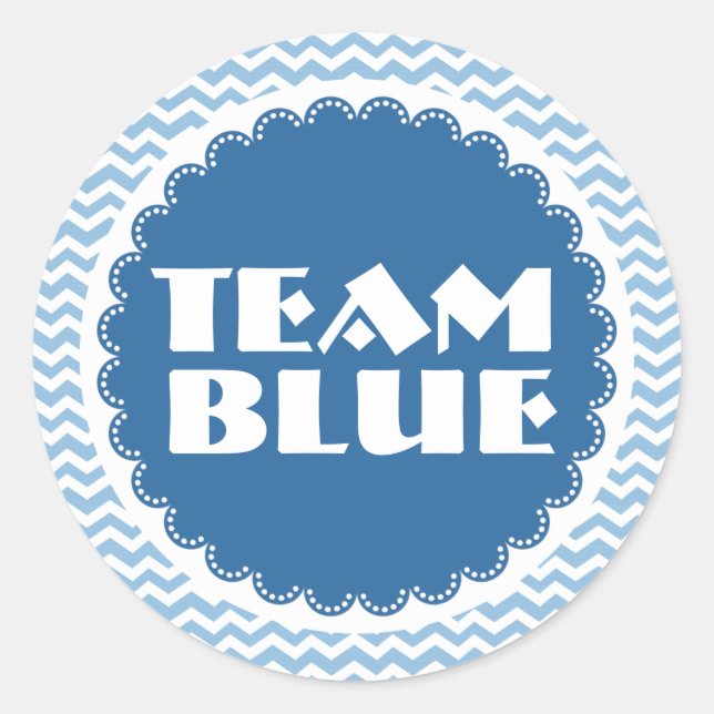 Adesivo Gênero Revelar Chá de fraldas Equipe Blue Chevrons (Frente)