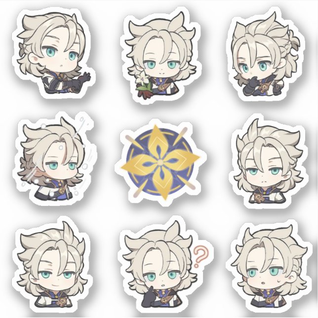 Adesivo Genshin Impact Chibi Albedo Stickers (Frente)
